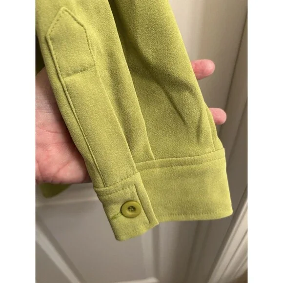 Susan Graver Women’s Green Long Sleeve Microsuede Button Up Top 1X Casual Career - Picture 4 of 7